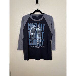 Florida Georgia Line Raglan T-Shirt‎ Mens L Black Gray 3/4 Sleeve Tour Dates